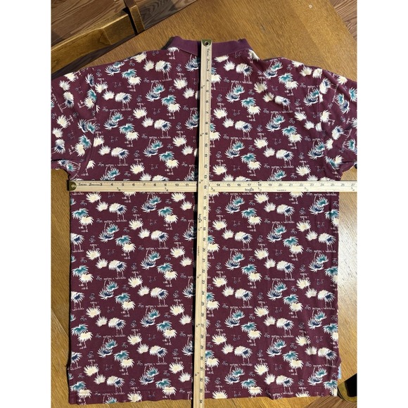 Pendleton Polo XXL Palm Tree Print Burgundy 100% Cotton Vintage Hawaii Style - Picture 6 of 7